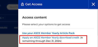 Apply ASCE Member Yearly download credit - ASCE Library