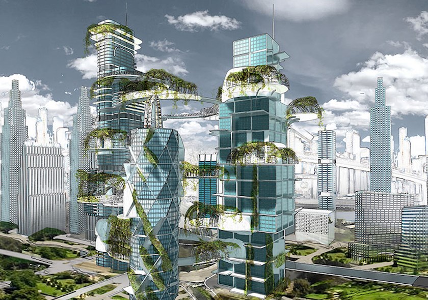 ASCE's Future World Vision - Artist rendering of Mega City: 2070 - the historical core.