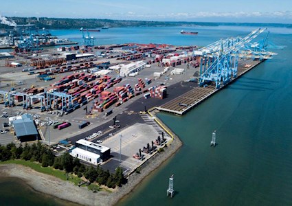 Aerial view of Port of Tacoma Pier 4