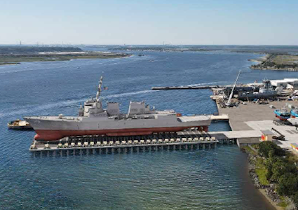 Profile view of shiplift and dry-docking complex