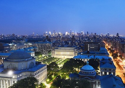 Skyline of Columbia University in the evening.