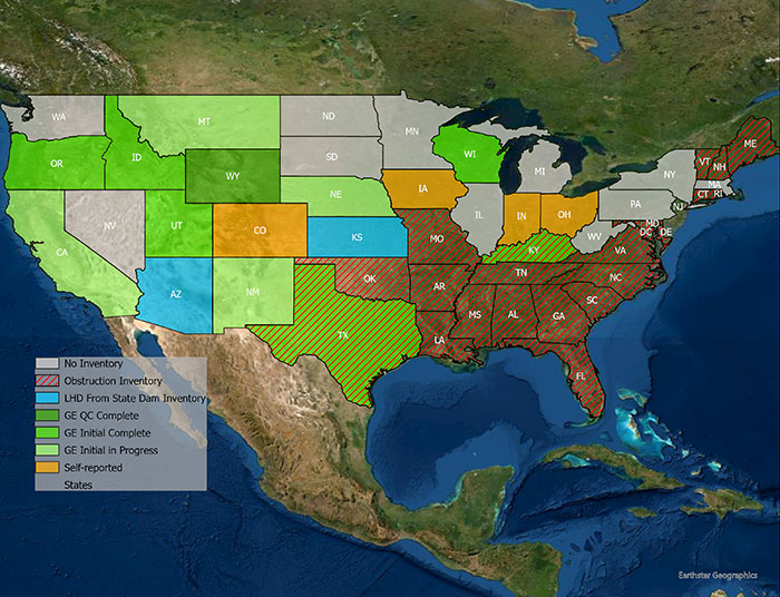 Low head dam inventory map