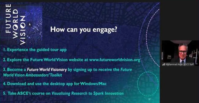 Picture with a presentation on the left and the presenter on camera on the right. 