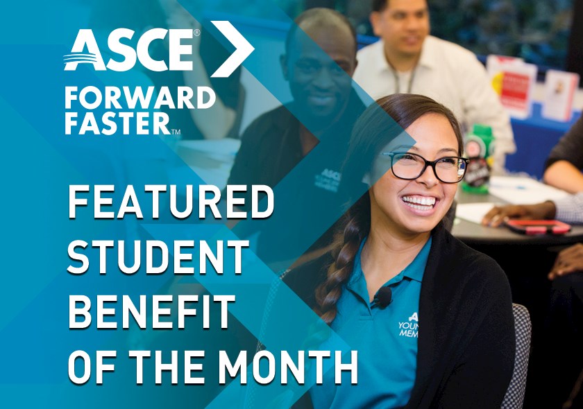 Student members laughing at student conference. ASCE: Forward Faster. Featured Student Benefit of the Month.
