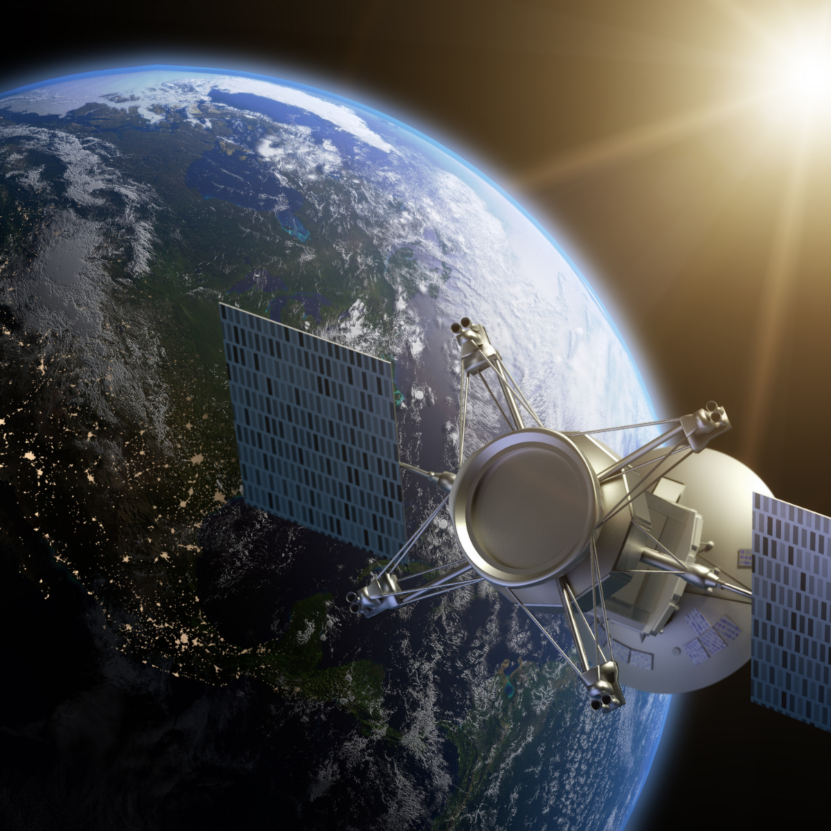 Satellite orbiting above Earth