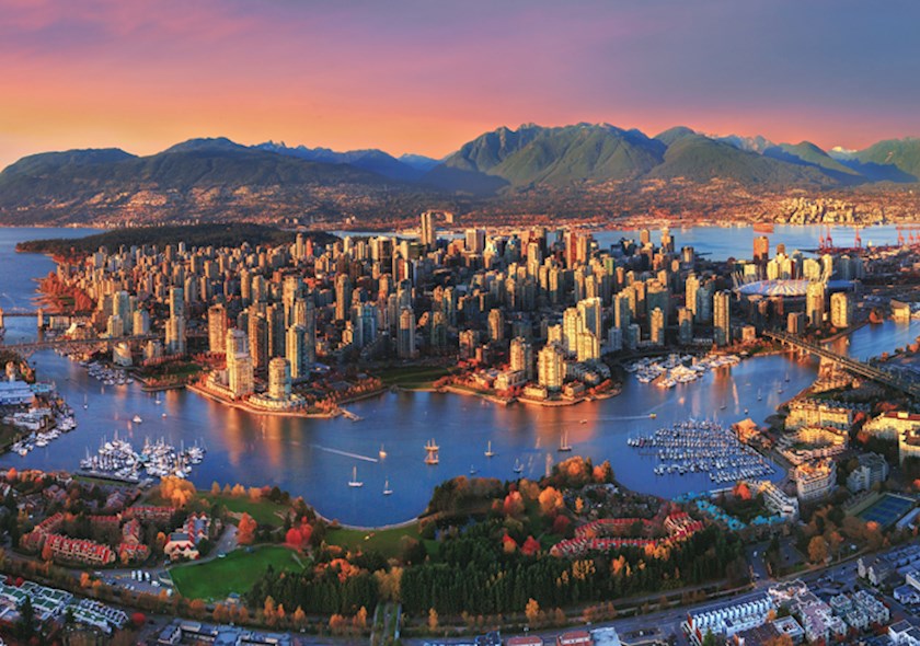 Geo-Congress 2024: Aerial skyline view of Vancouver at sunset