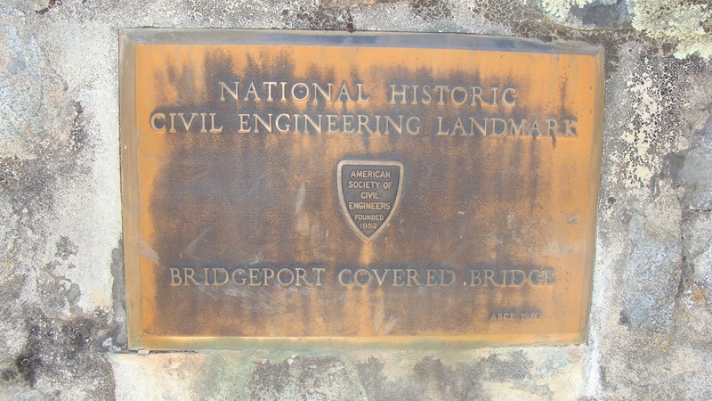 Bridgeport Covered Bridge plaque