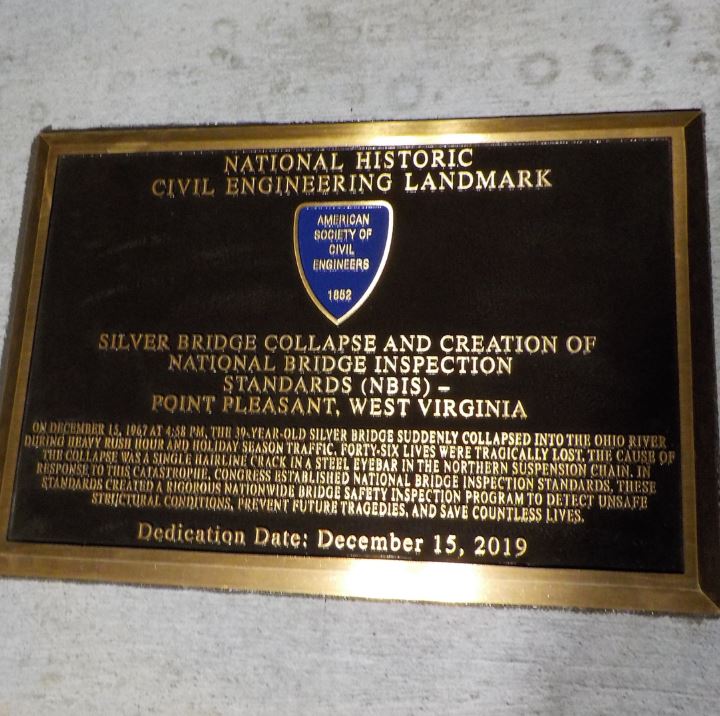 silver bridge plaque