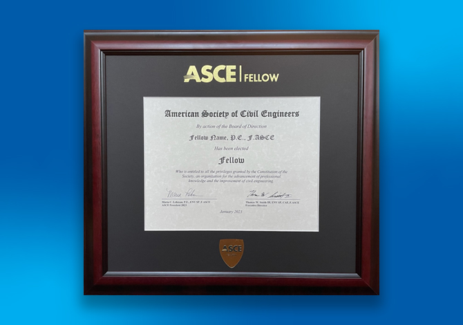 ASCE Fellow certificate