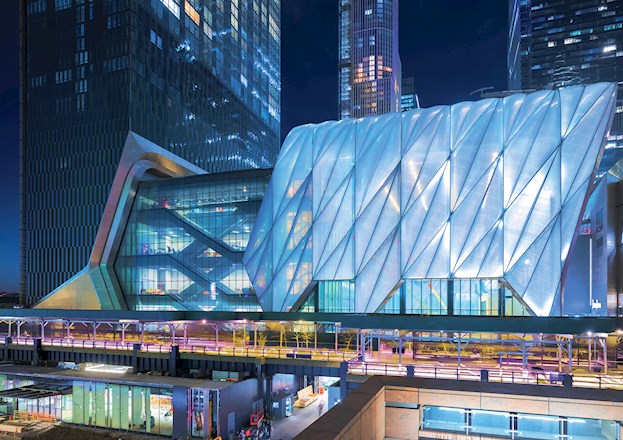 moving multistory shell made of glass and other materials