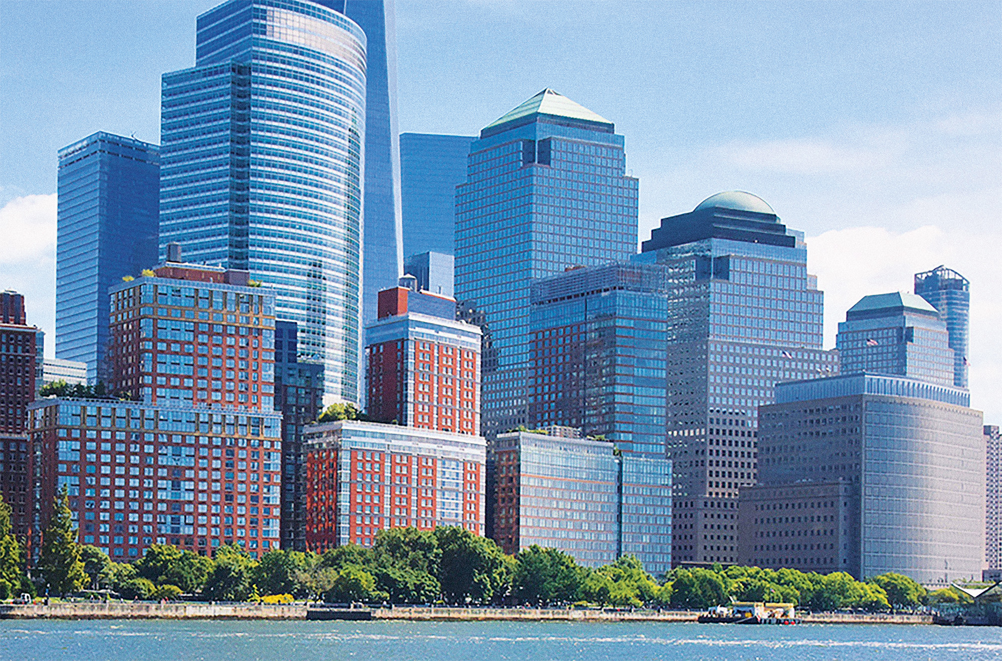 rendering of the shoreline of battery park city in new york city