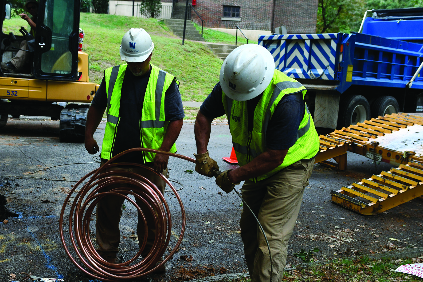 construction works work with copper service lines