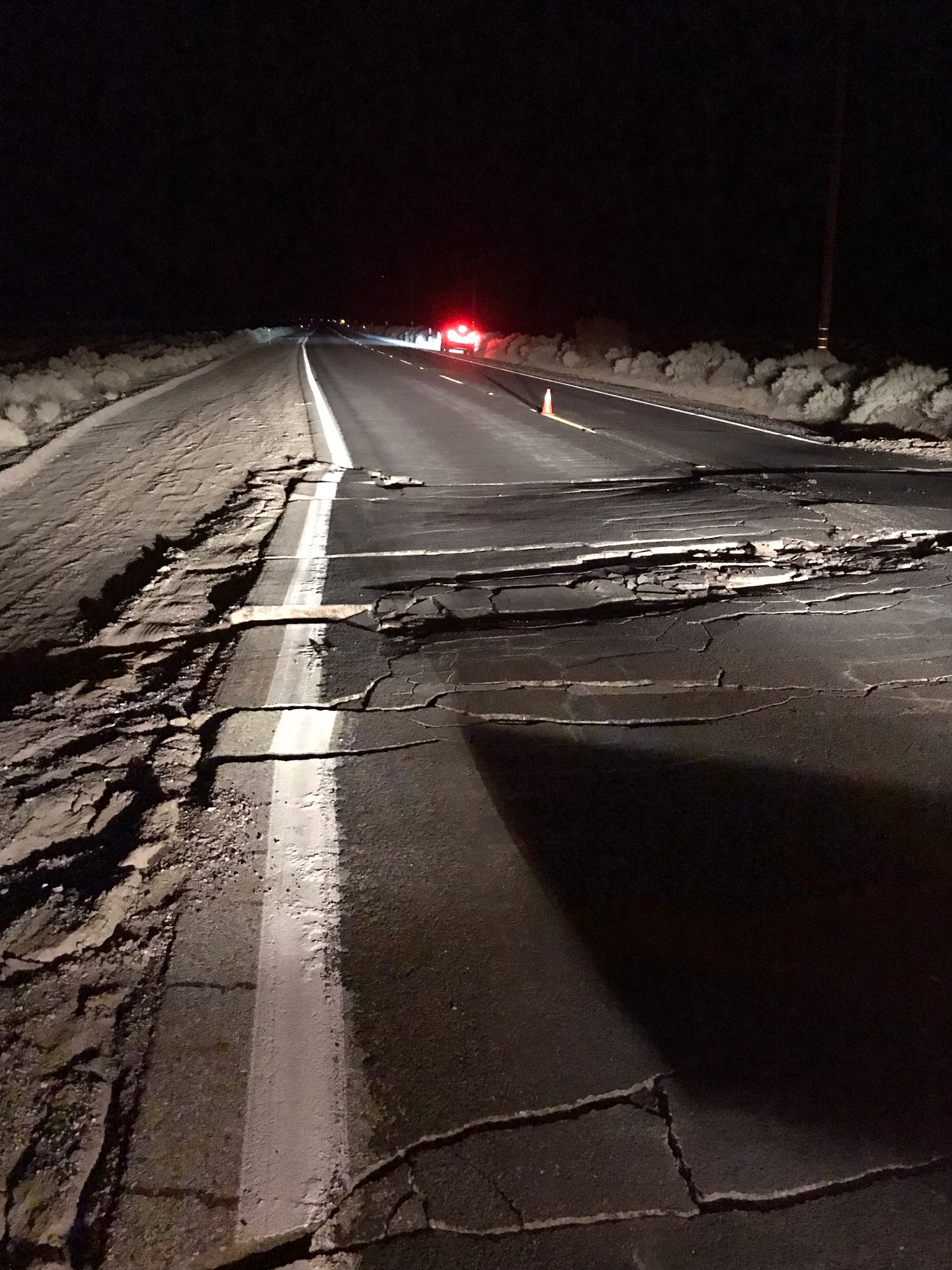 earthquake damaged road