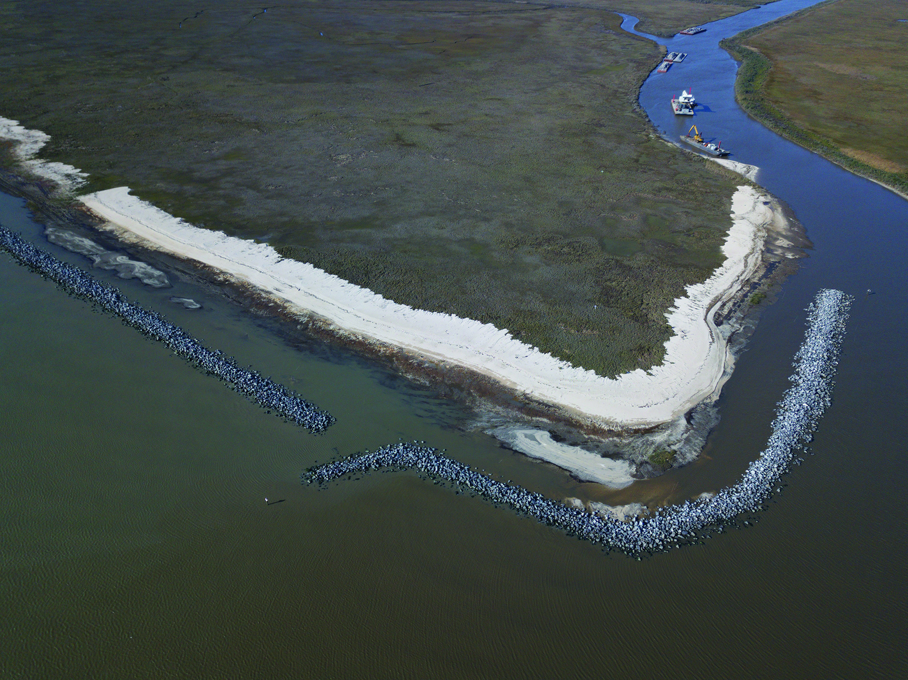 photo of the breakwater segments at the Rockefeller wildlife refuge