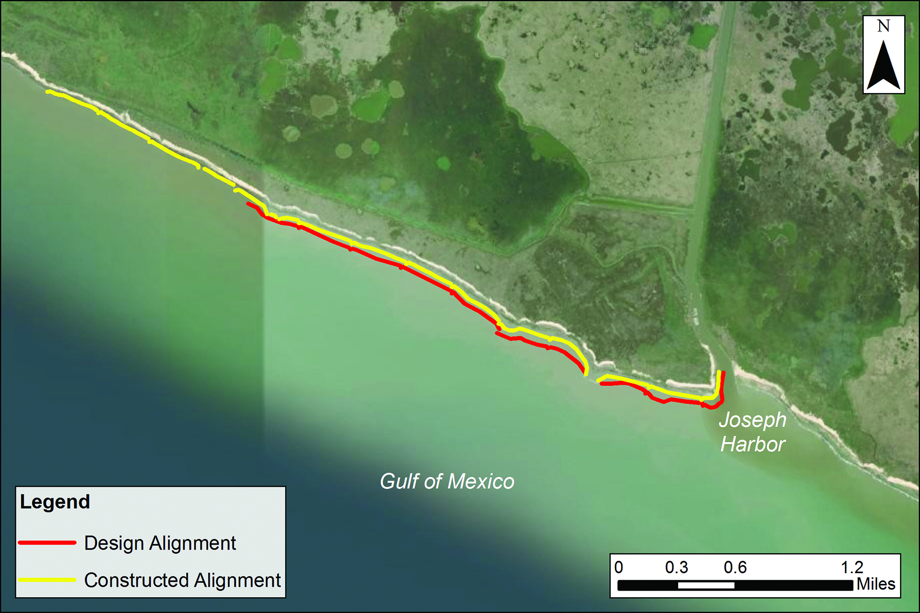 image showing ongoing erosion at the Rockefeller wildlife refuge