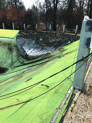 fire damage to a 3-million gal. finished water reservoir plastic cover