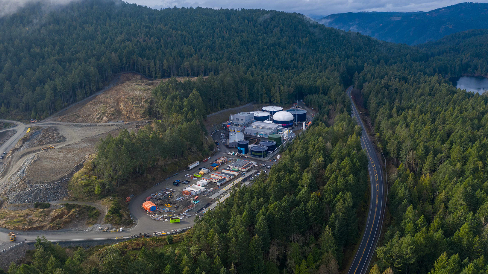 Residuals Treatment Facility inland and surrounded by trees