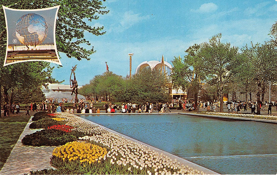 postcard view of historic fountain
