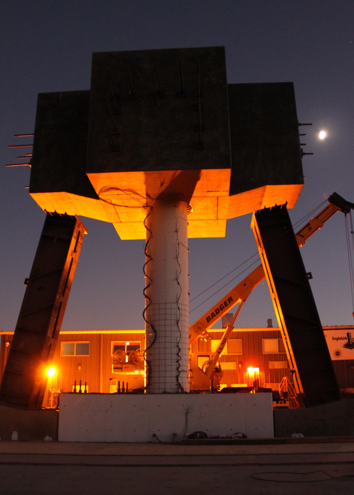 a 24 ft bridge column is tested at night