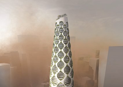 tower with holes for green space