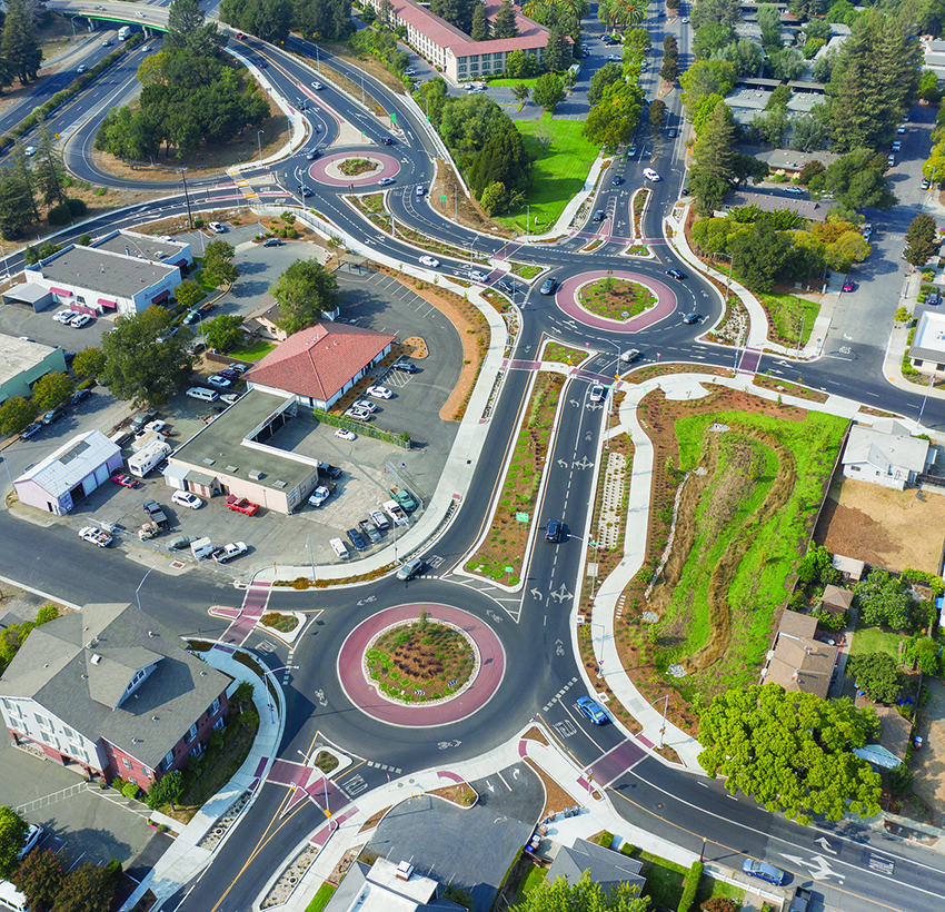 modern circular roadway or roundabout