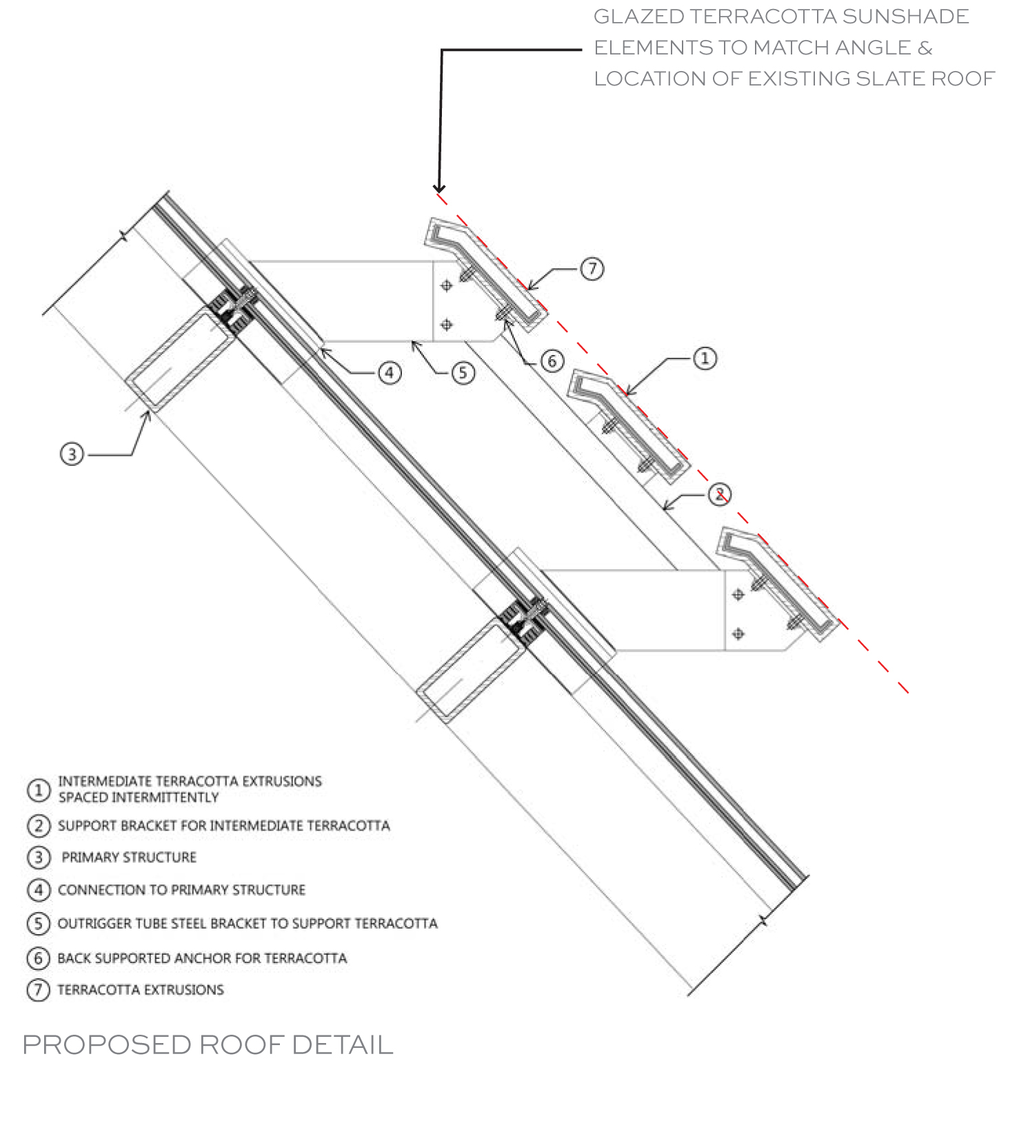 detailed drawing of a terra-cotta sunshade