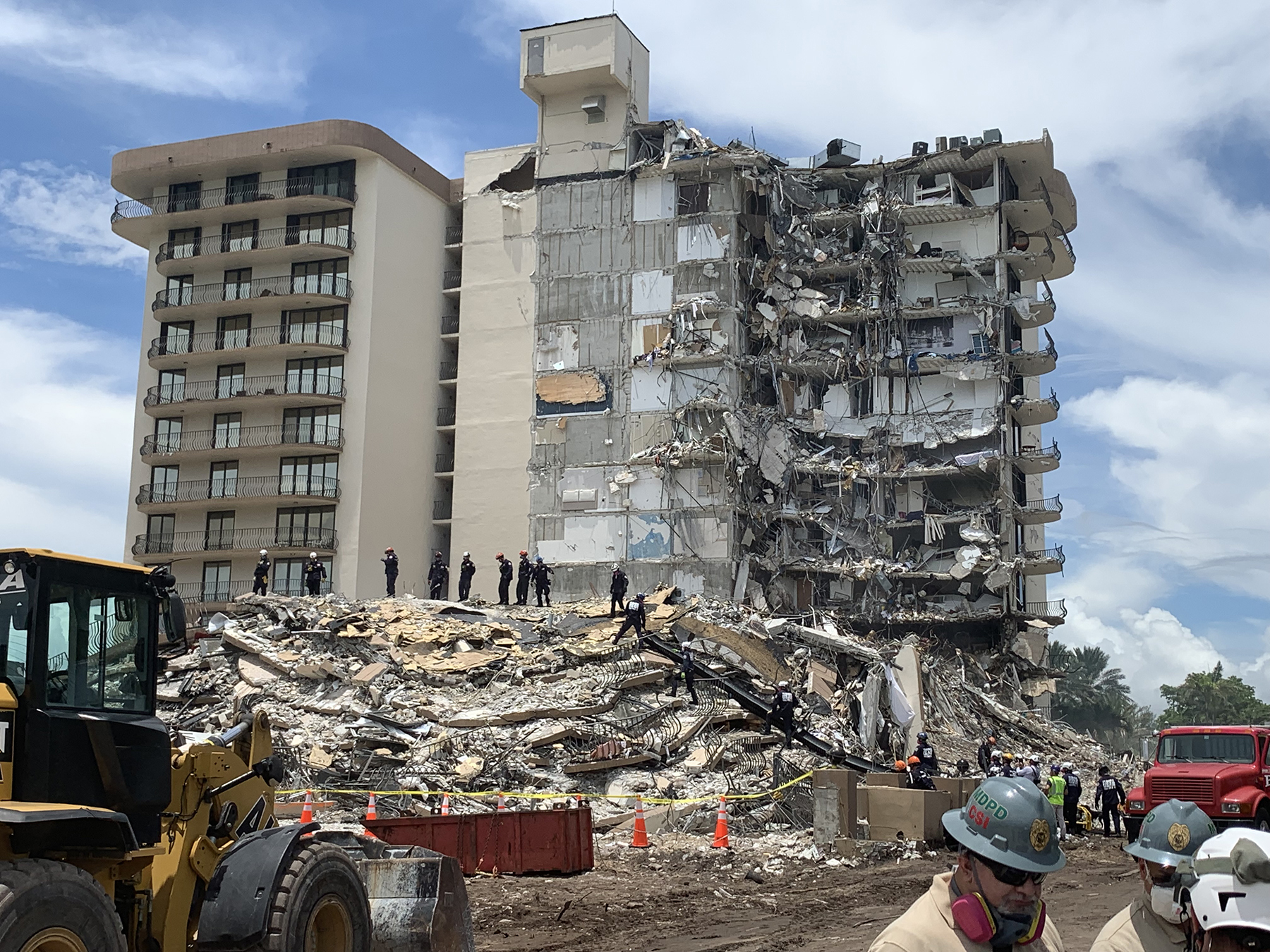 partially collapsed building