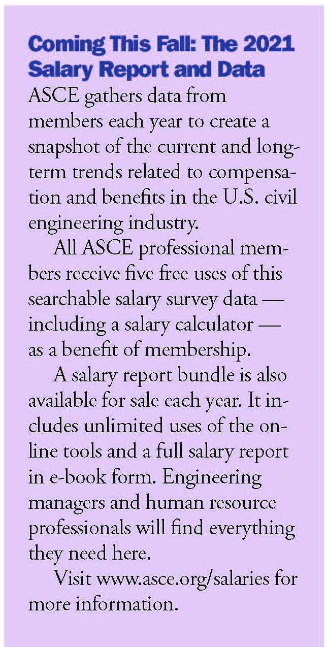 info about the 2021 ASCE salary report and data