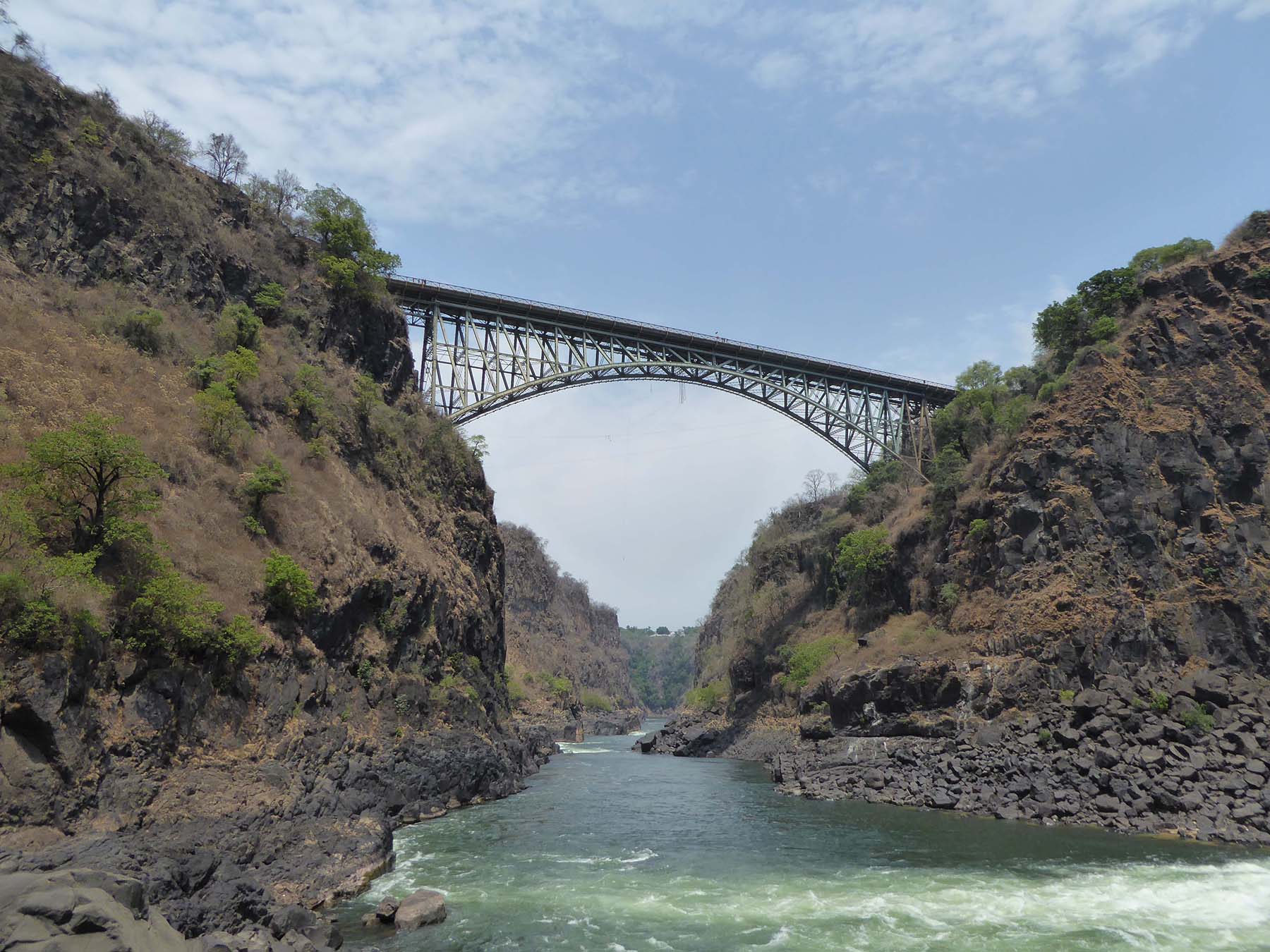 image of the victoria falls bridge crossing the zambezi river