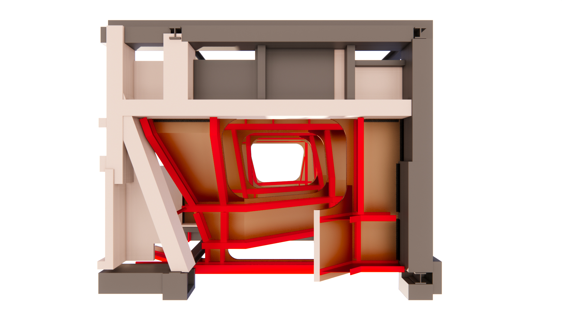 drawing of the underside view of the monumental stairs