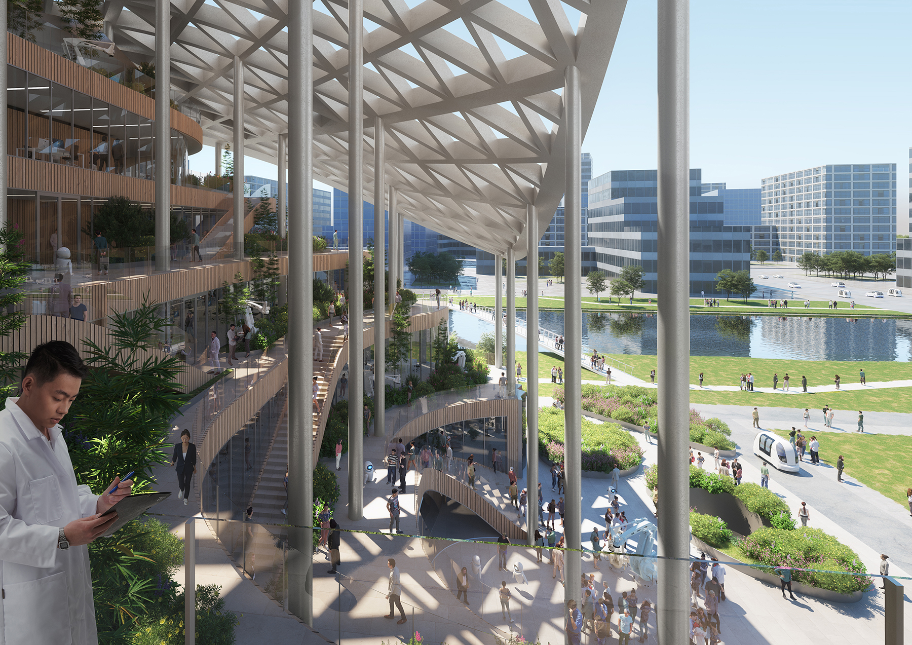 exterior terraces under shade canopy