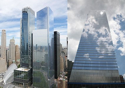 pictures of several high-rise buildings amidst the new york city landscape