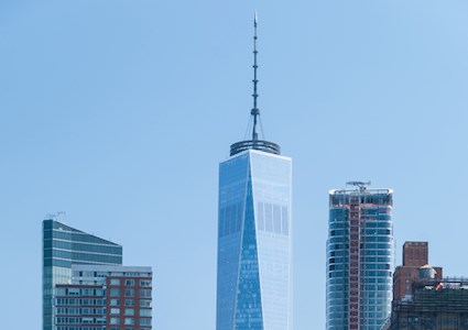 high-rise buildings including One World Trade Center in new york city