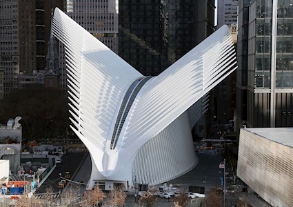 white building with ribs that resemble a bird in flight