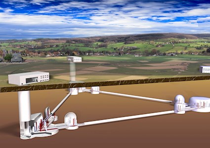 cylindrical structure with a pointy top emerging out of the water