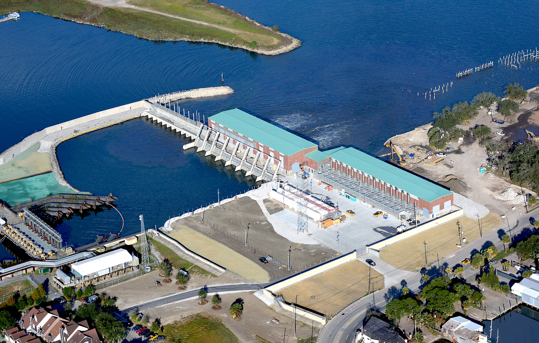 concrete building set on water