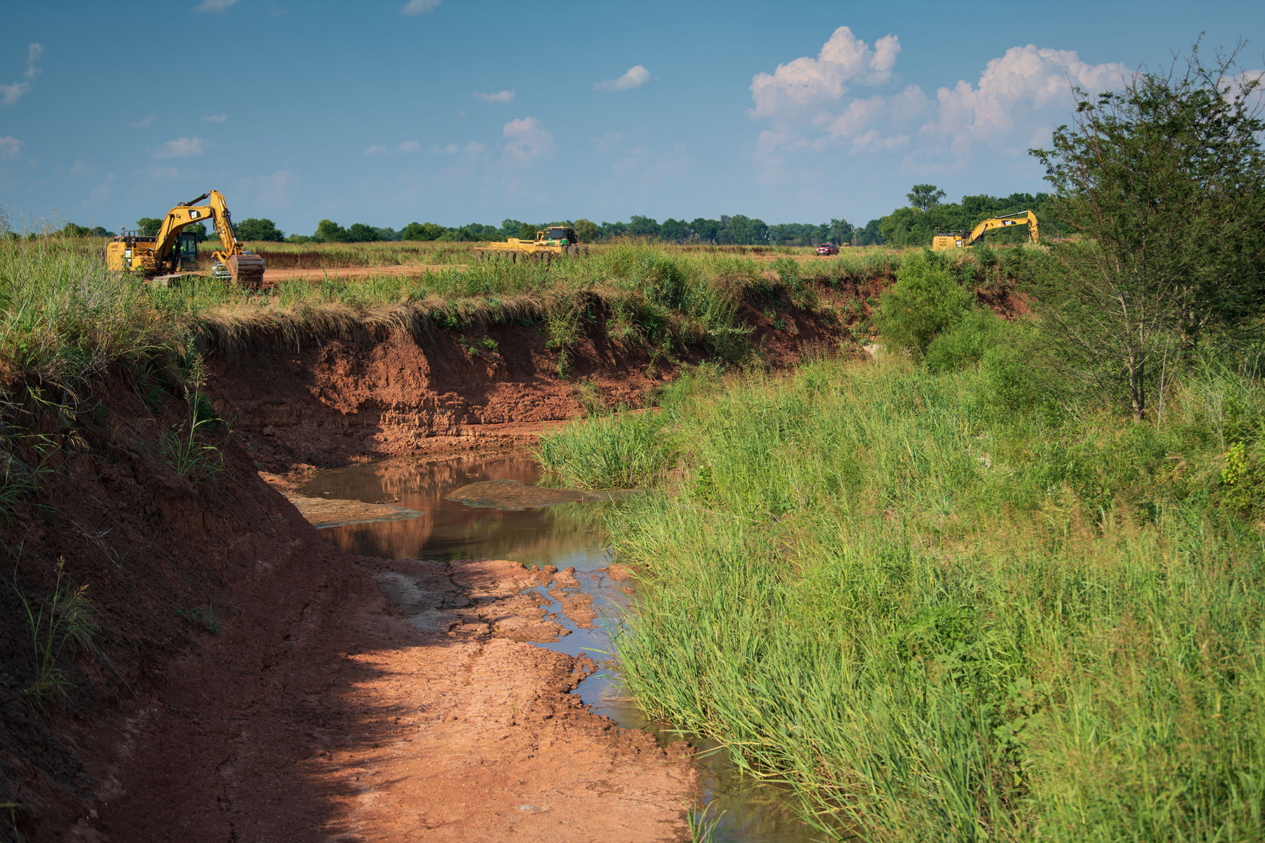 deep stream banks surrounded by plantings