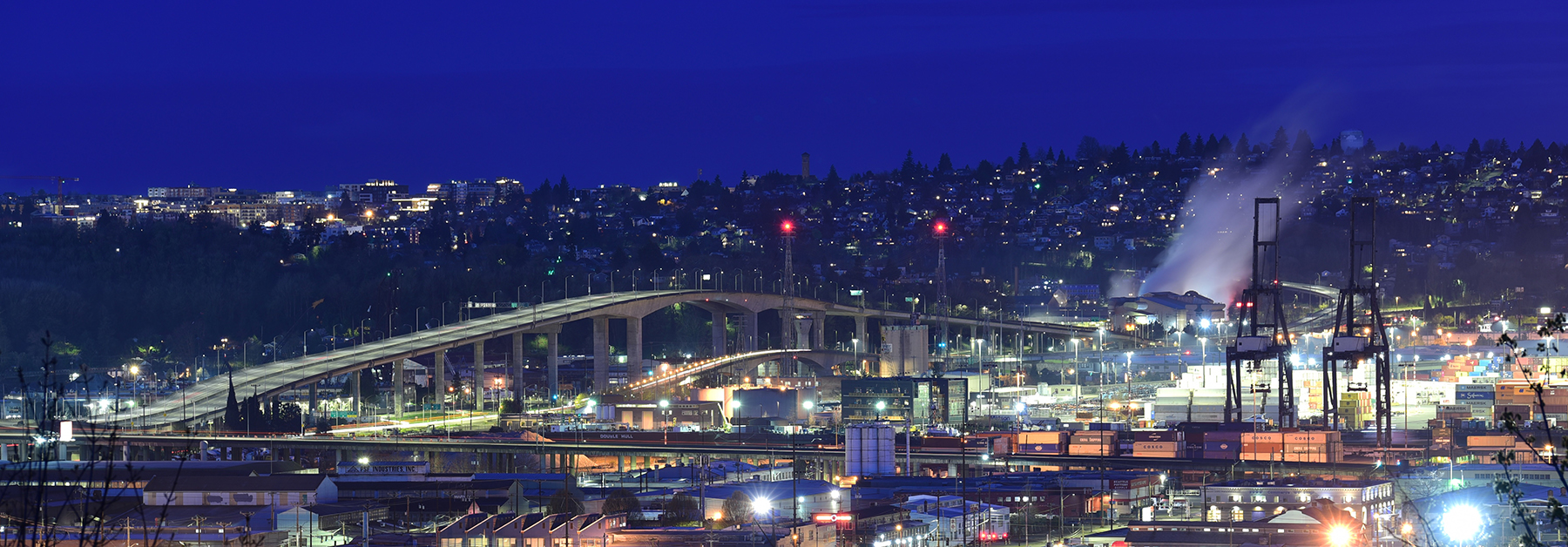 two bridges at night