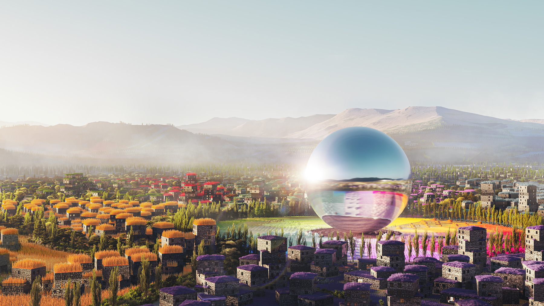 COLORFUL FIELDS AND SPHERE BUILDING