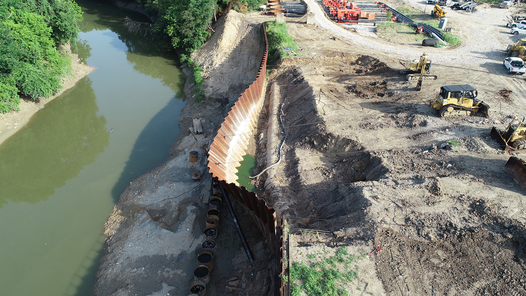 Sheet-pile wall collapses near streambank