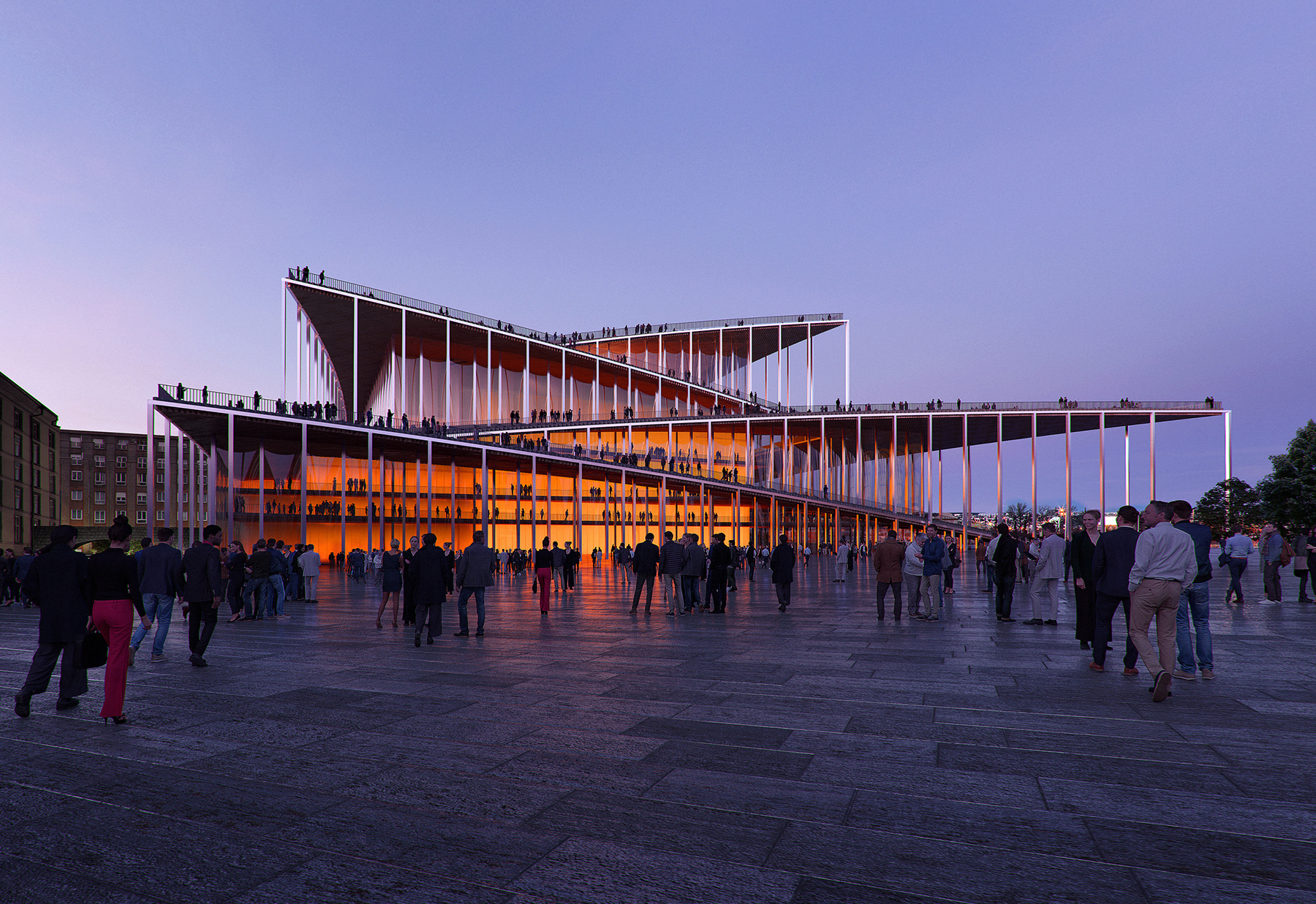 exterior from square at night