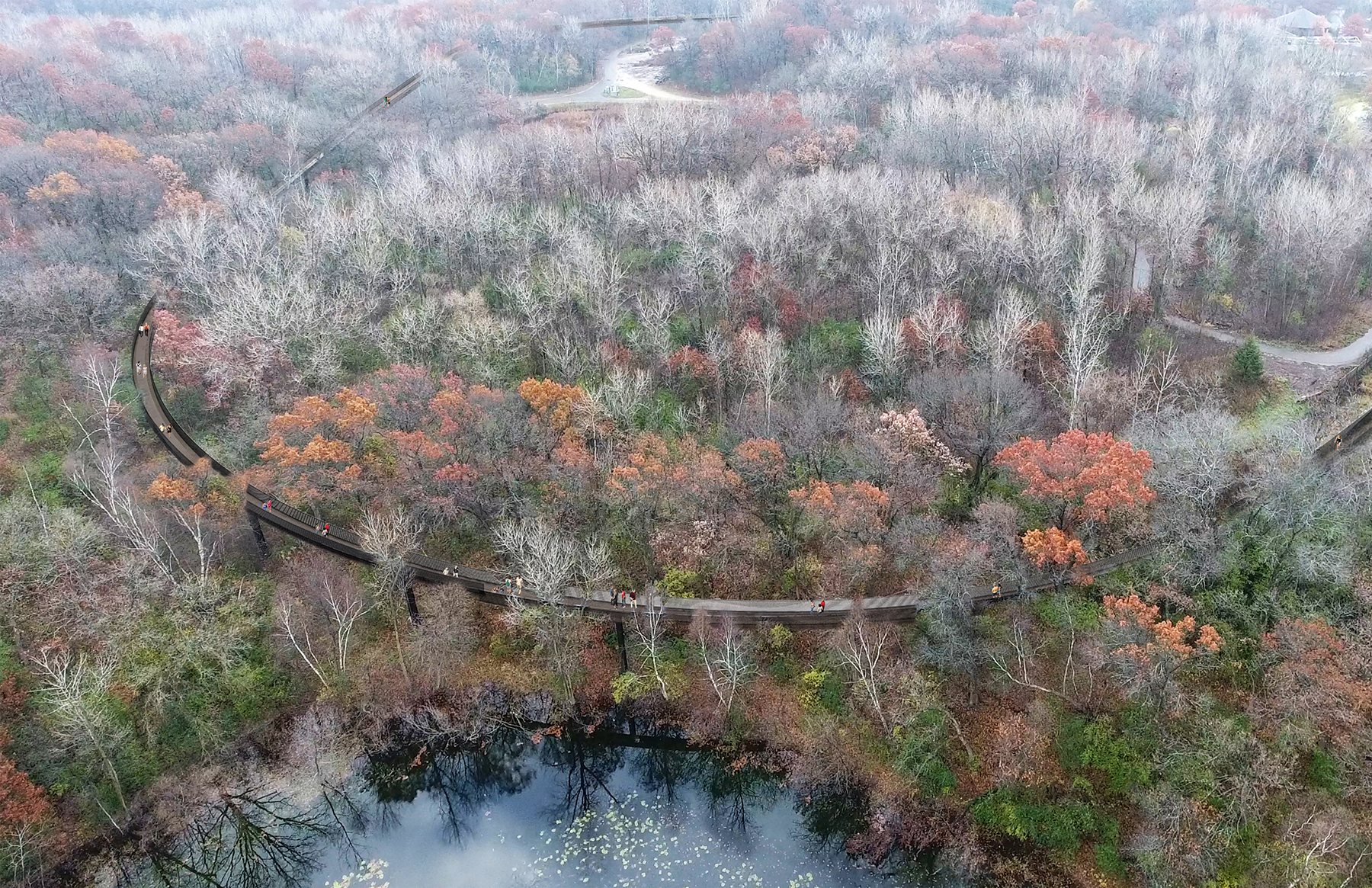 aerial of elevated trail 