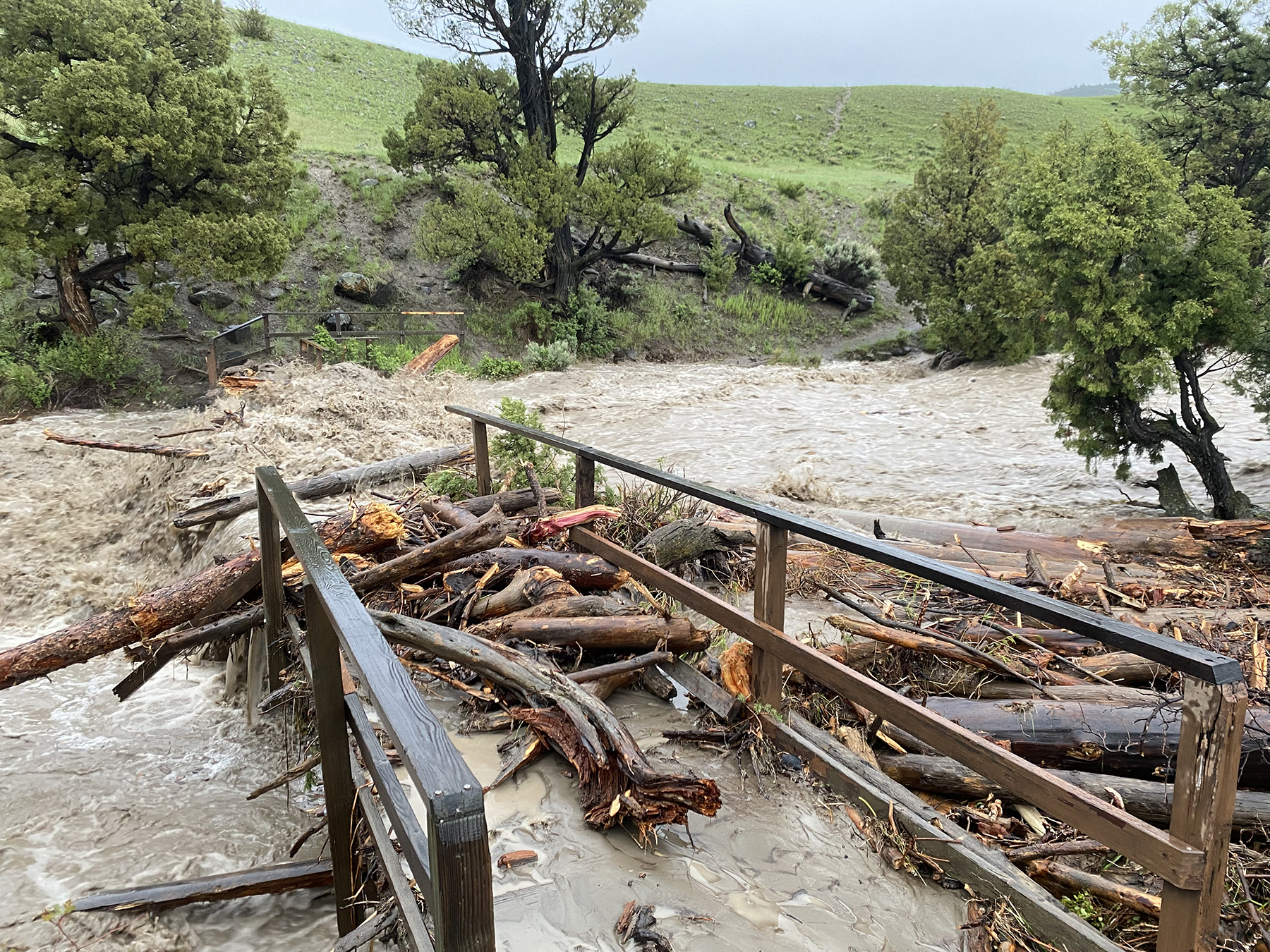 Numerous trails and pedestrian bridges throughout Yellowstone National Park also sustained flood damage. (Photograph courtesy of NPS / Chris Flesch)
