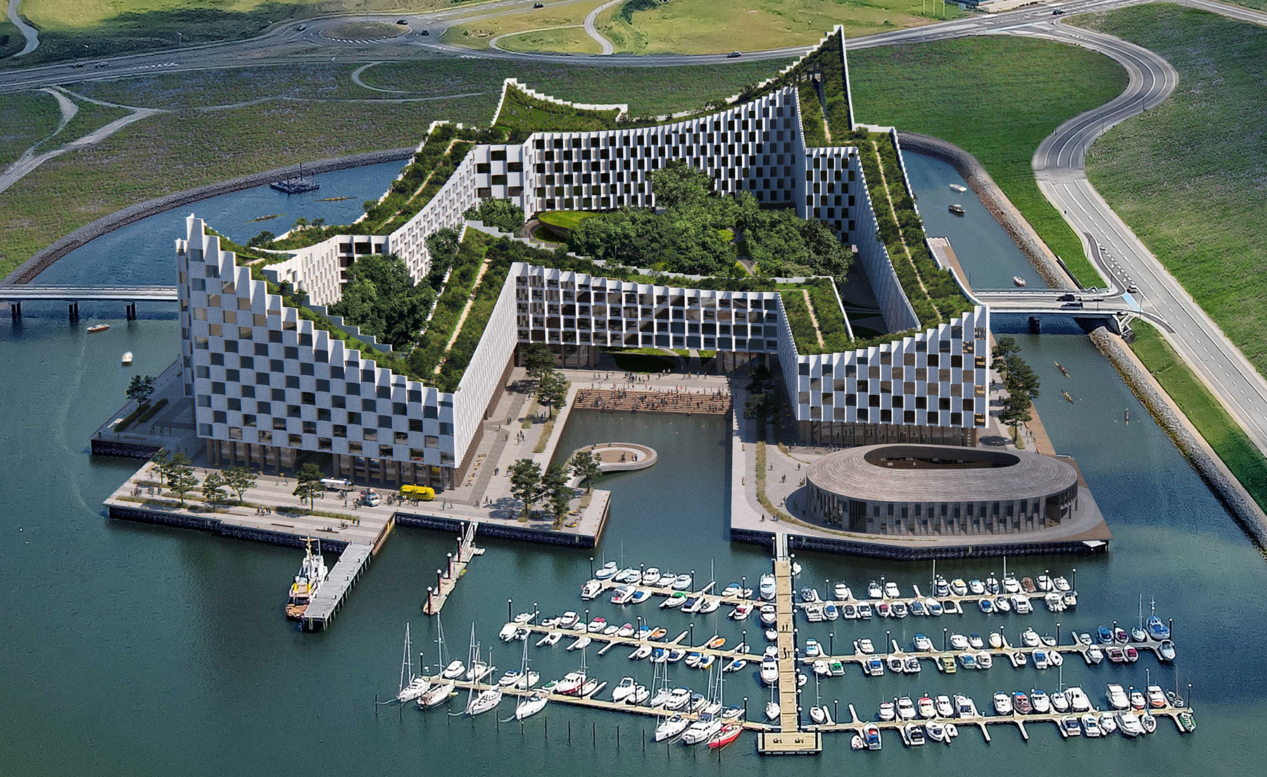 A city within a building to be built in a Danish harbor