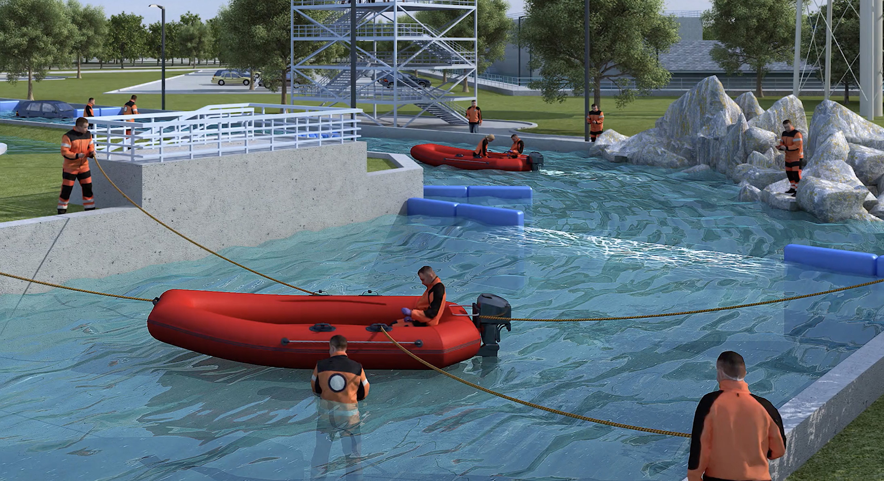 LOOK AT A WATER RESCUE TRAINING SCENARIO IN PROCESS