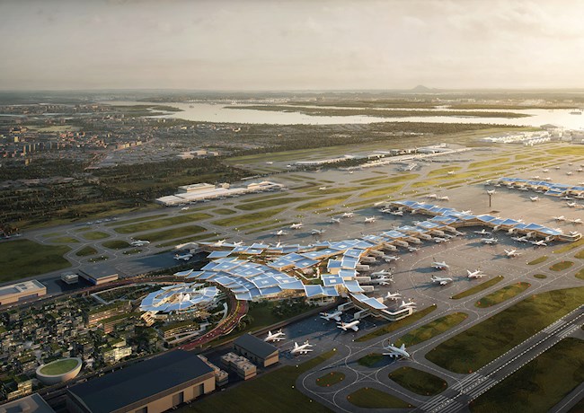 AERIAL RENDERING OF AIRPORT EXPANSION PLANS