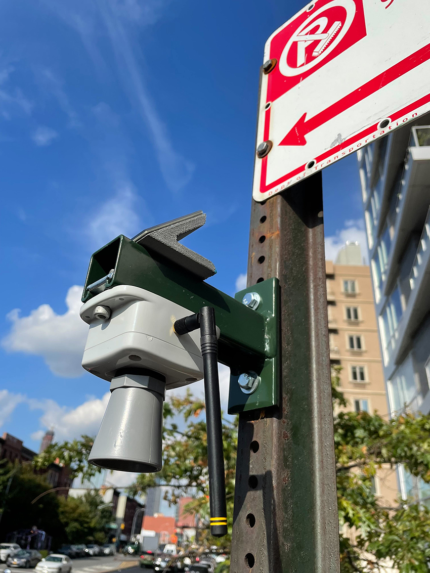 Readings from FloodNet sensors like this one have helped researchers sample floodwaters for water quality investigations. (Photograph courtesy of FloodNet)