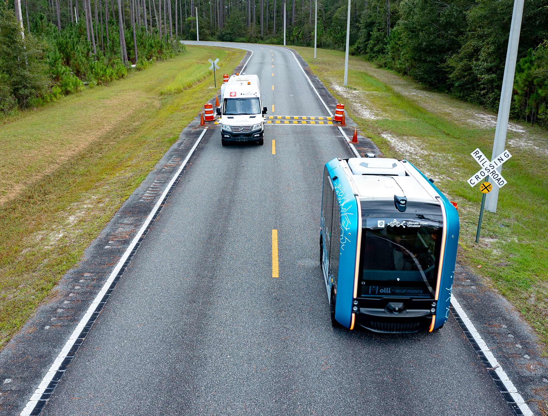 The JTA can also test vehicles on a facility that is part of the Florida State College at Jacksonville. Early testing here showed that the detection technology lidar struggled in rain. (Image courtesy of Jacksonville Transportation Authority)