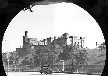 The site of the Scotland’s Inverness Castle has seen a variety of fortifications and castles rise and fall over many centuries. The current castle buildings are visible in this image from the early decades of the 20th century. (Image courtesy of Cook Collection, Inverness Museum and Art Gallery, High Life Highland)