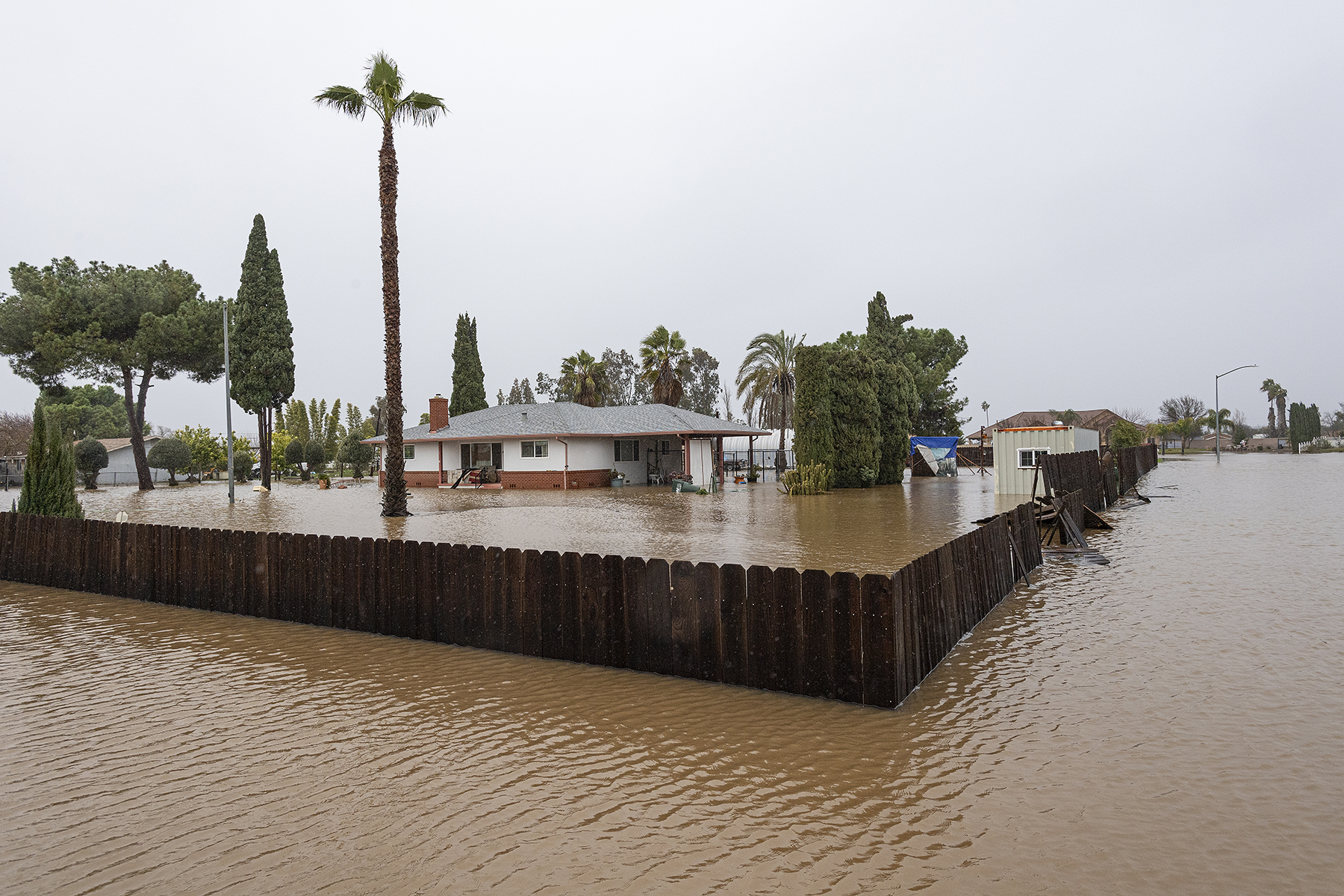 A flooded home in Merced County, California, on Jan. 11. (Image courtesy of Andrew Innerarity/California Department of Water Resources)